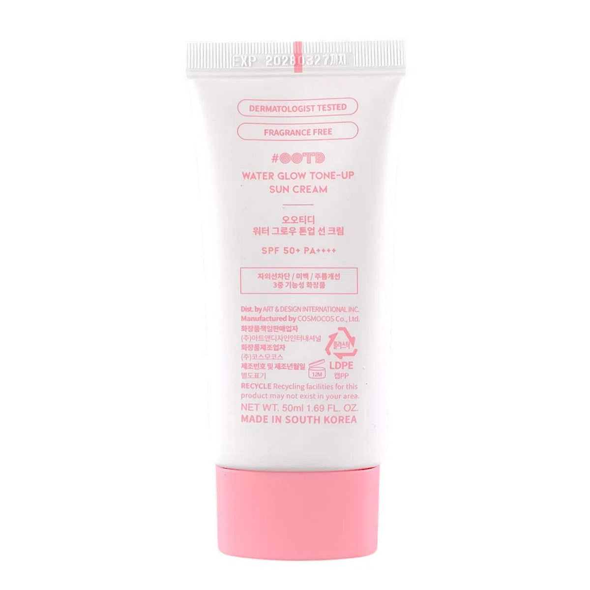 #OOTD Water Glow Tone-Up Sun Cream SPF 50+ - Mineral Sunscreen with Pink Tint, 50ml
