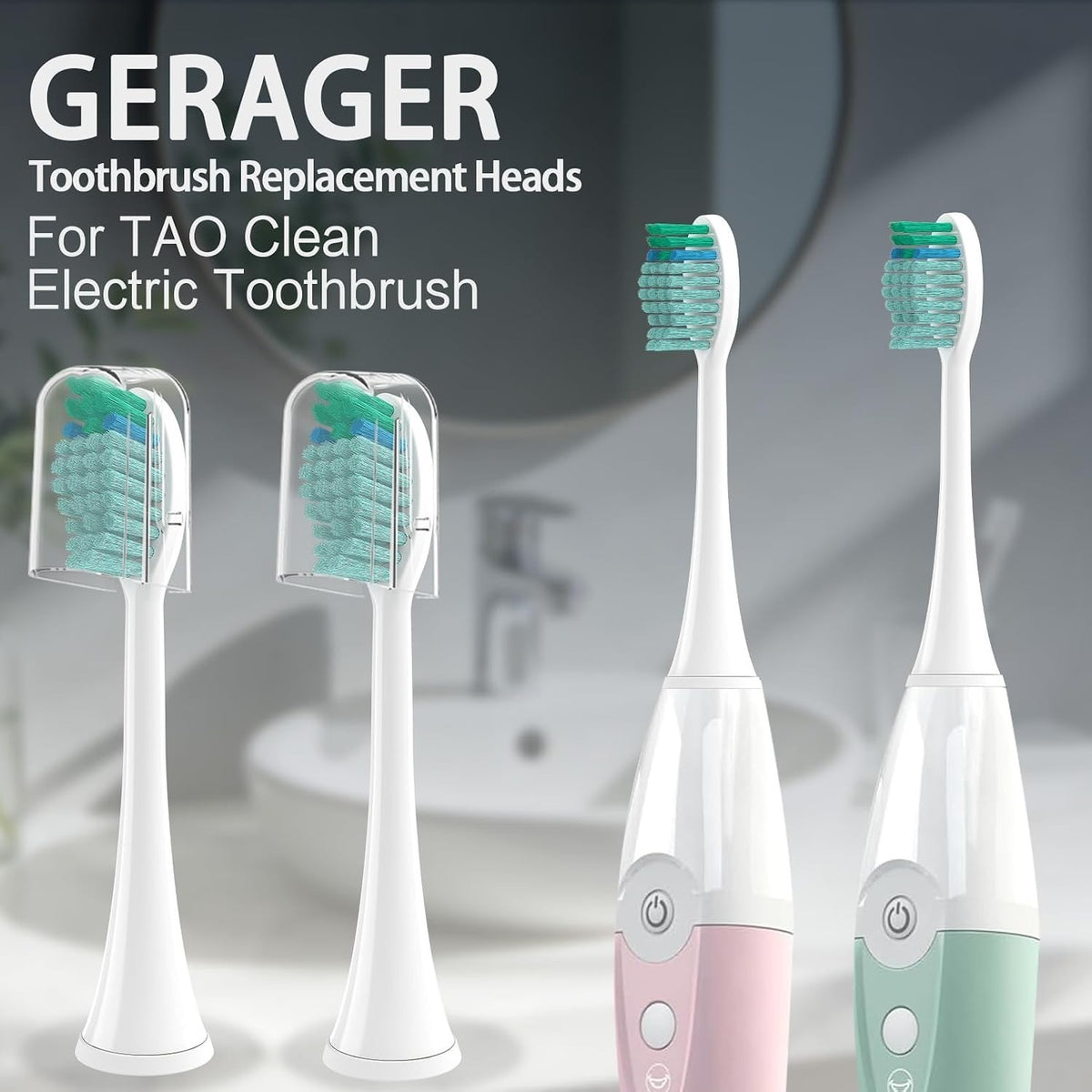 Medium Bristle Replacement Head for TAO Clean Electric Toothbrush — 6 Pack