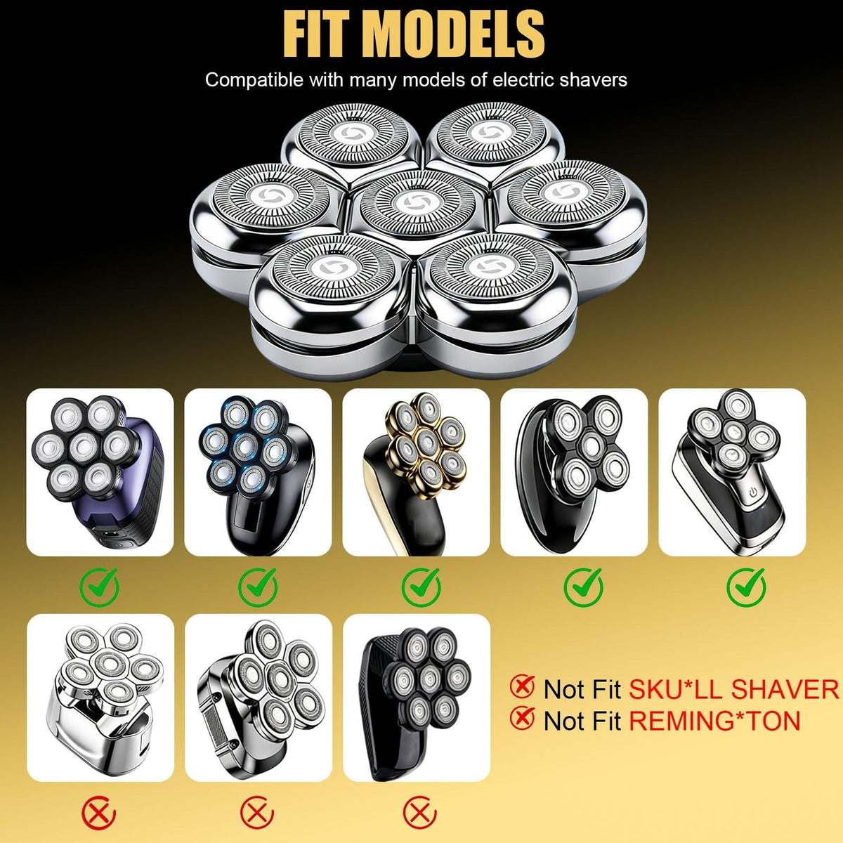 Magnetic Floating Replacement Heads for 7D Rotary Shavers - Precision Groom 2-Pack