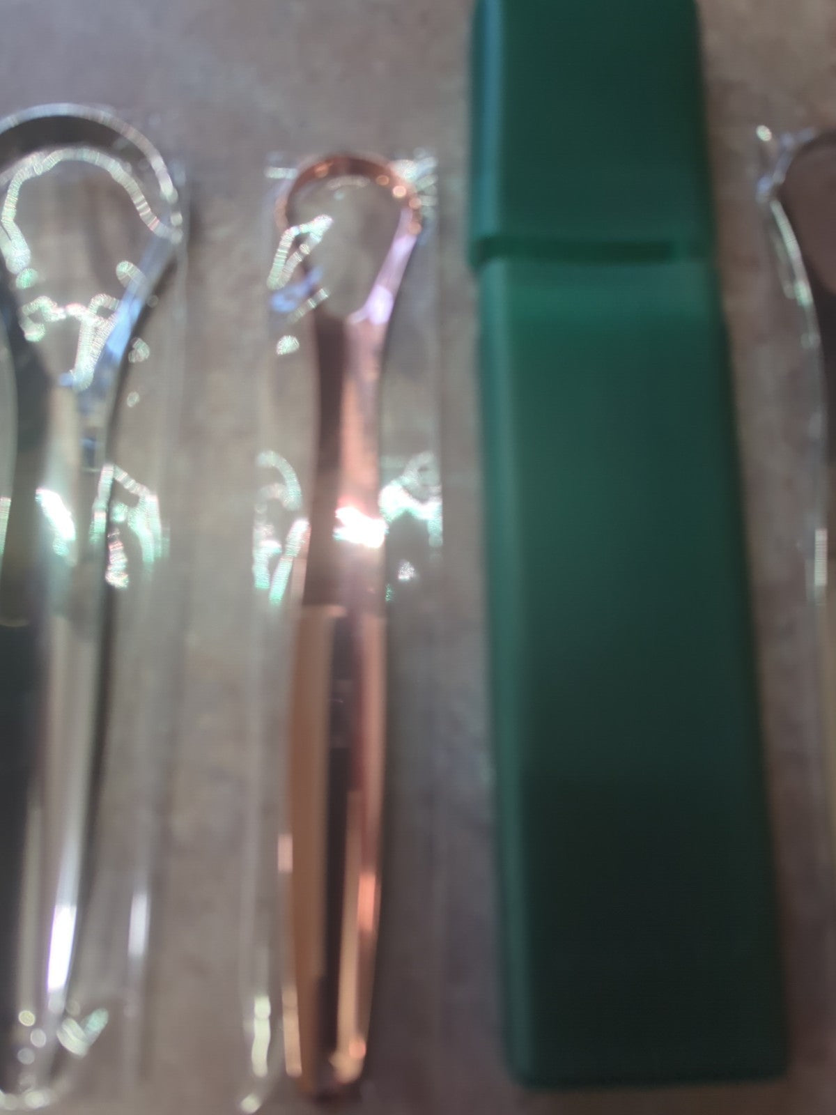 Dental Tongue Scraper Set - Copper & Silver, Travel Case, 4 Pack