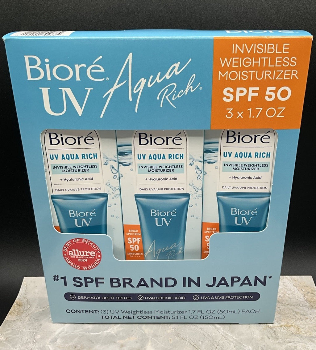 Biore UV Aqua Rich Watery Essence Sunscreen SPF50+ 3-Pack 50ml