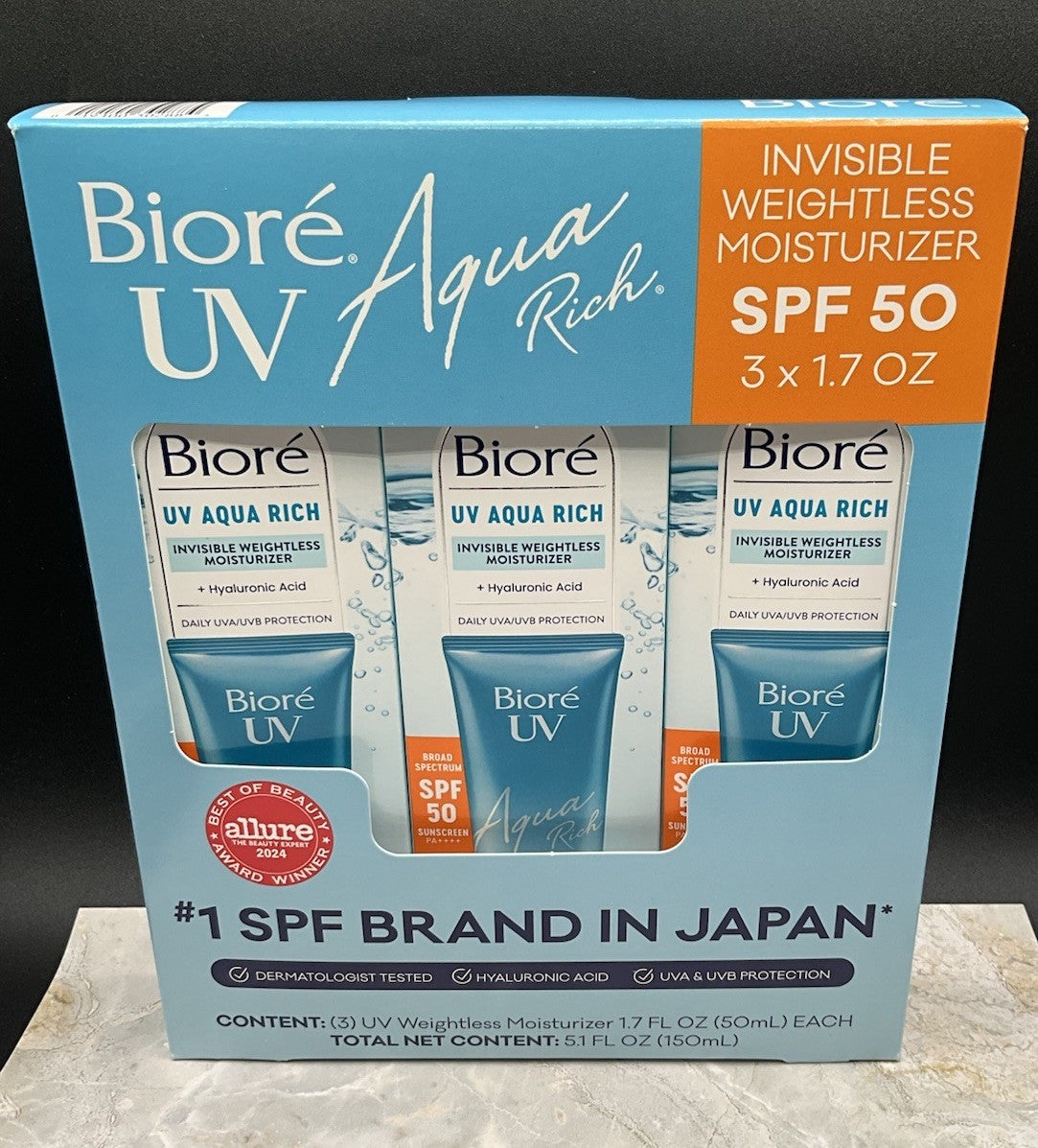 Biore UV Aqua Rich Watery Essence Sunscreen SPF50+ 3-Pack 50ml