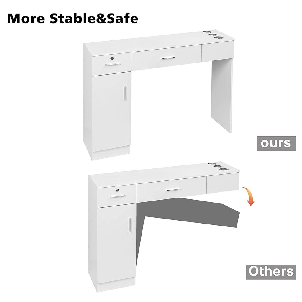 Wall Mount Hair Styling Station Salon Equipment with Storage and Lockable Drawers