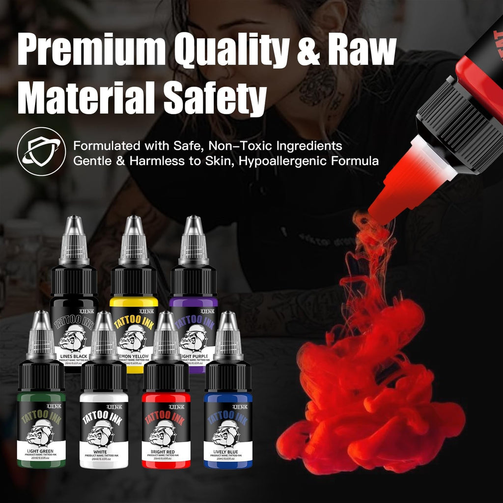 Tattoo Ink Set 7 Colors 0.65oz/20ml Long Lasting Body Art Inks