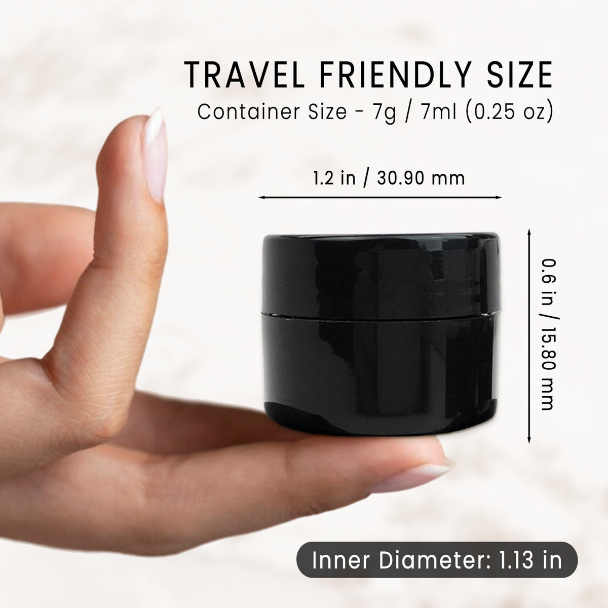300 Pcs 7G/7ML Cosmetic Sample Jars with Lids - BPA Free Black Containers
