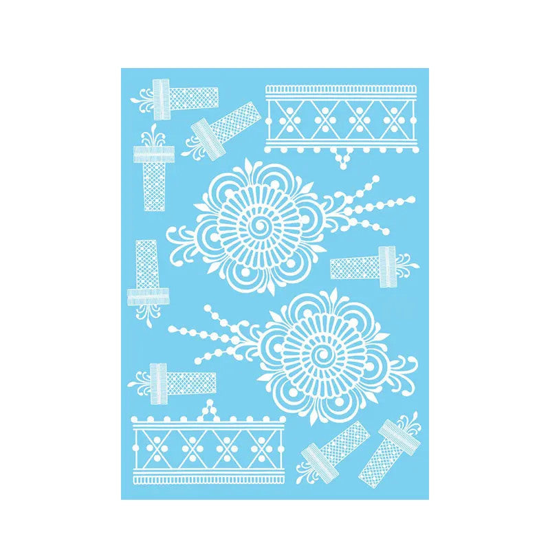 White Henna Temporary Tattoos - Mehndi Body Art Stickers for Women