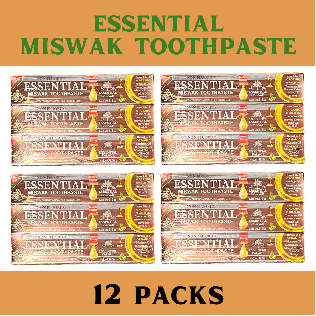 5 in 1 Fluoride-Free Miswak Toothpaste - Natural Oral Care, 6.5 oz