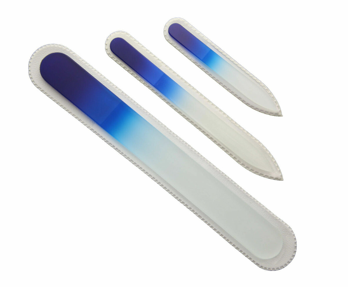 3-Piece Czech Crystal Glass Manicure Nail File Set in Multiple Colors