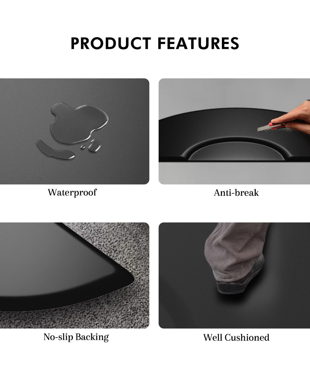 Anti-Fatigue Salon Chair Mat 5x3 Feet Black Non-Slip Floor Protector