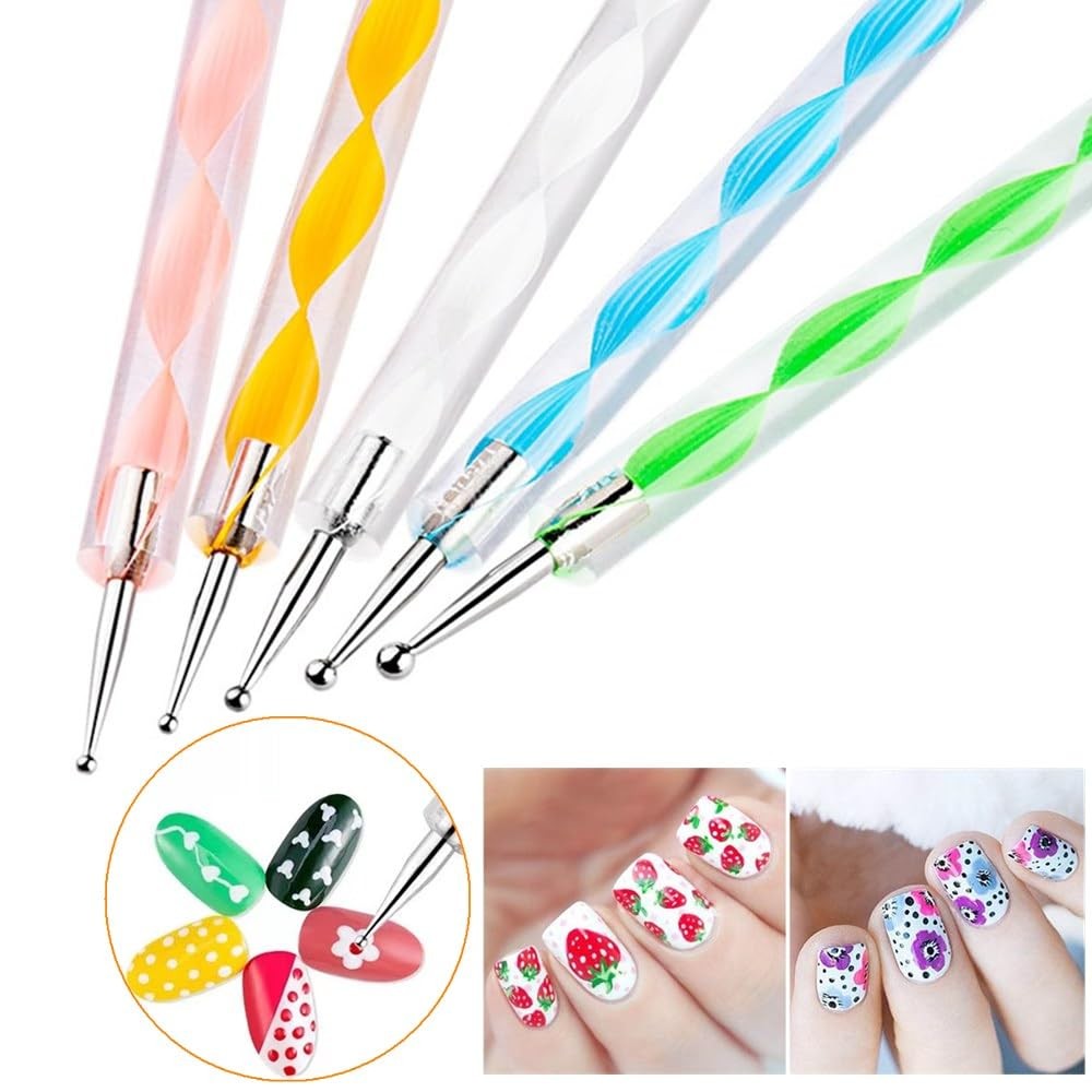21-Piece Nail Art Brush Set with Dotting Tools & Mixing Palette for Detailed Manicure Designs