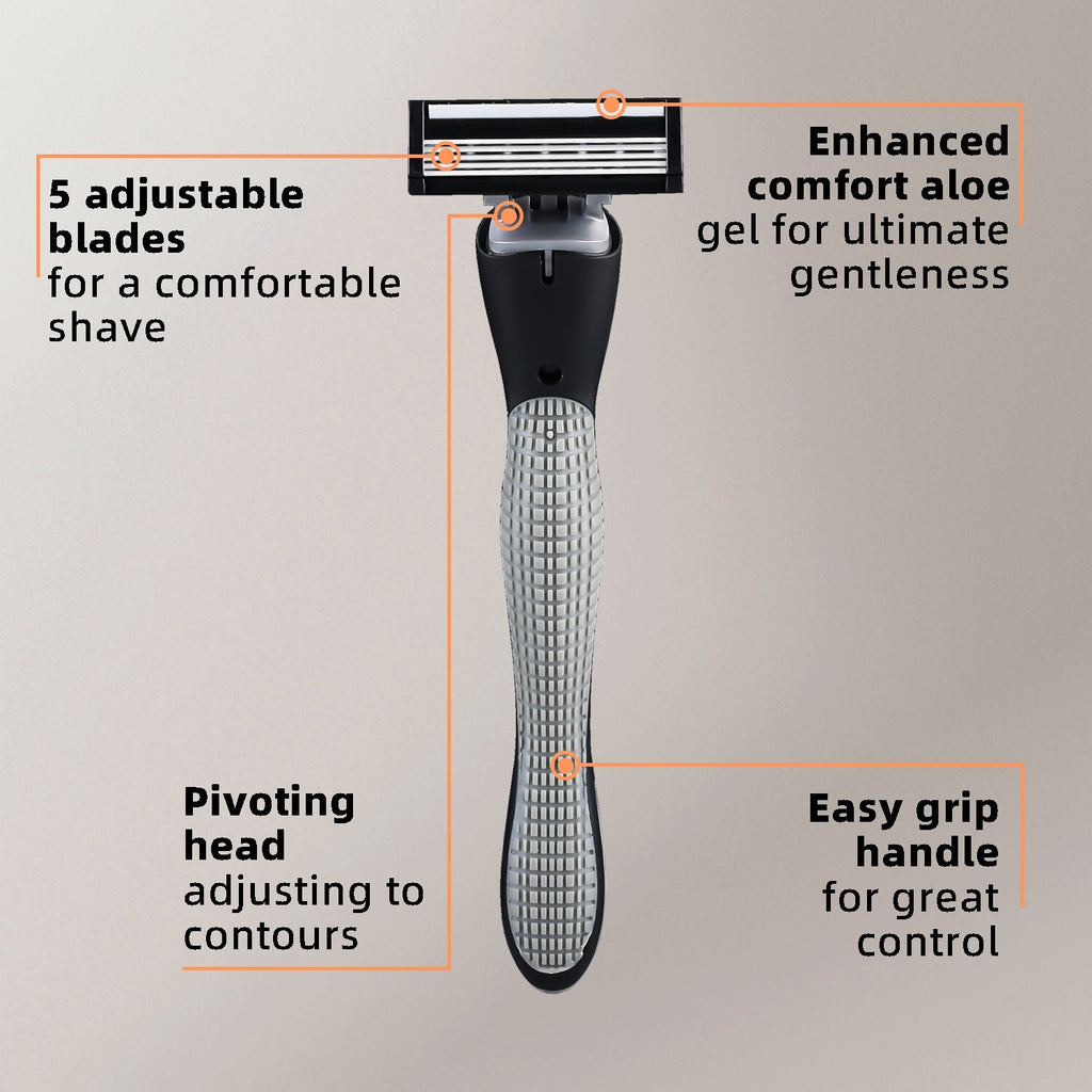 Multi-Layer Safety Razor Set with 8 Blades - Non-Slip Handle for Men
