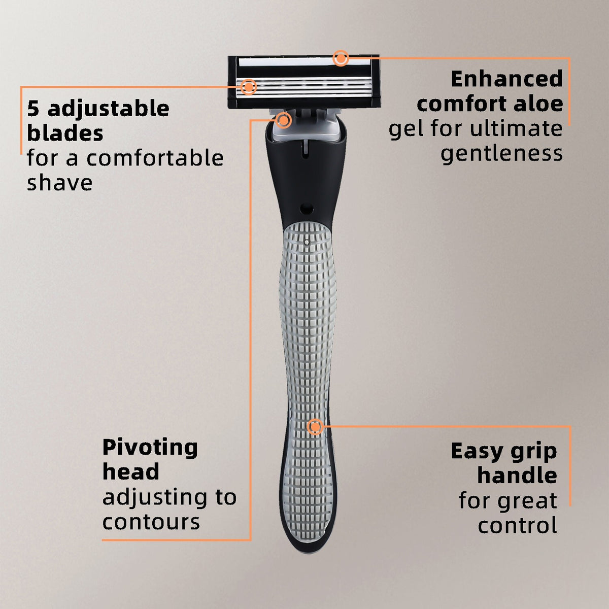 Multi-Layer Safety Razor Set with 8 Blades - Non-Slip Handle for Men