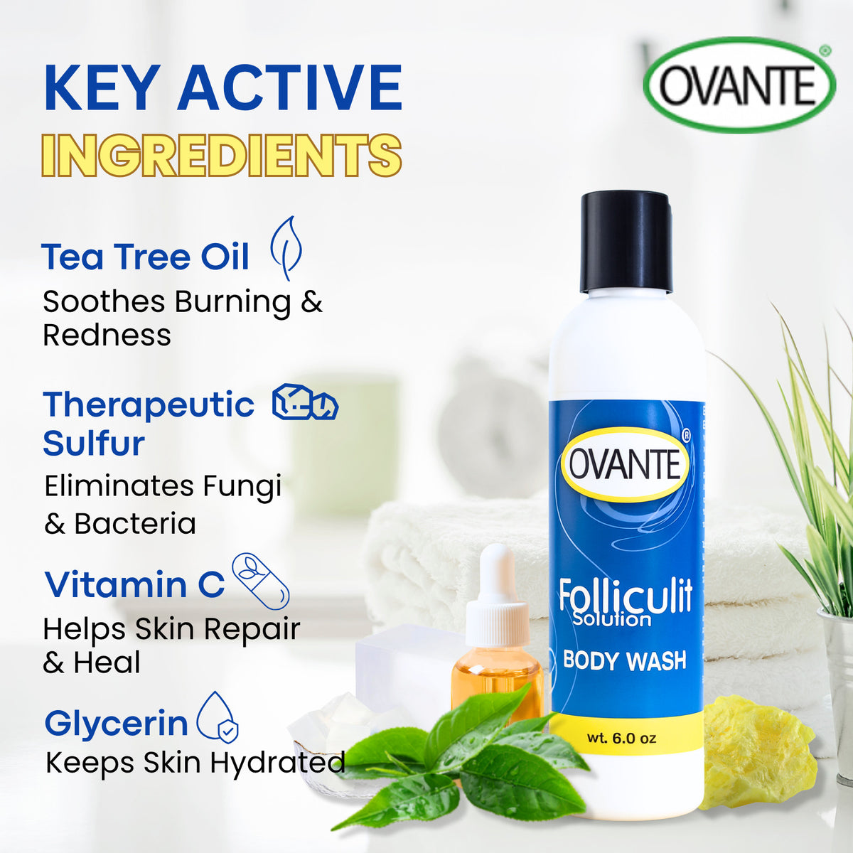 Folliculitis Body Wash - Acne & Itch Relief Natural Antibacterial Cleanser