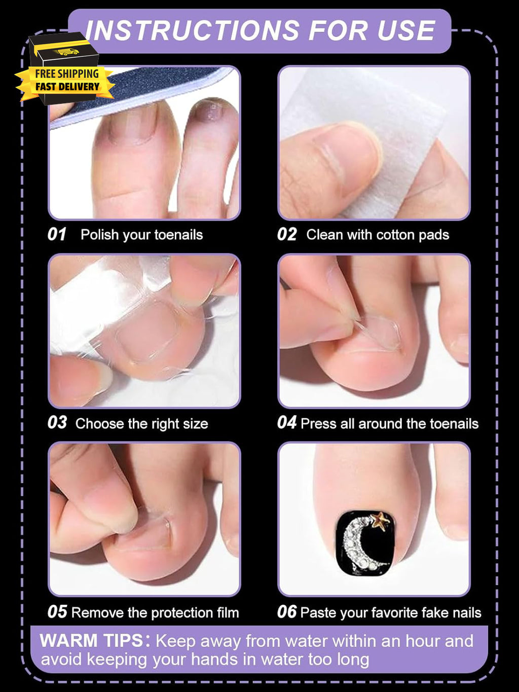 1200PCS Toe Nail Adhesive Tabs - Extra Strong Waterproof Sticky Nail Tips