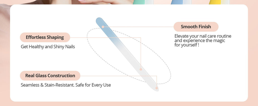 3 Pack Crystal Glass Nail Files with Case - Professional Nano Nail Grooming Tool