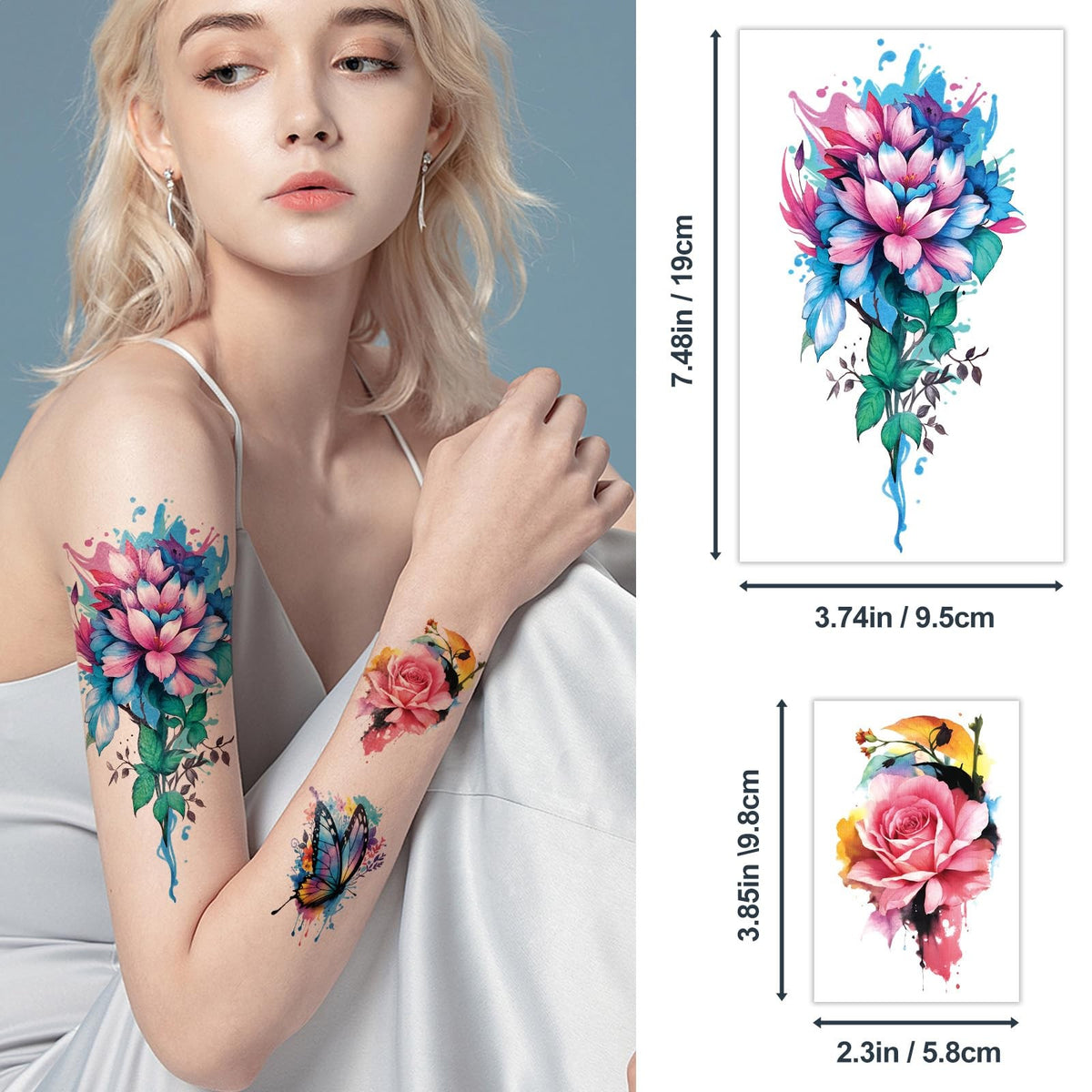 Impermeable Temporary Tattoos Set - Realistic Small & Large Sheets