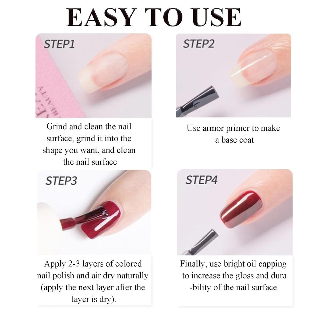 Red Glitter Nail Polish - Quick Dry Shimmering Long-Lasting 10ml