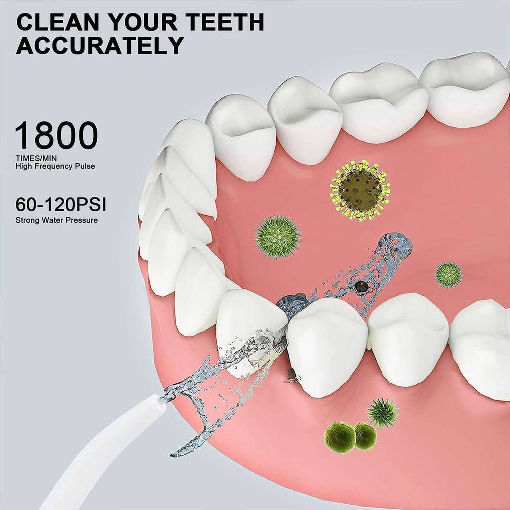 Cordless Water Flosser Oral Irrigator Teeth Cleaner with Tongue Scraper