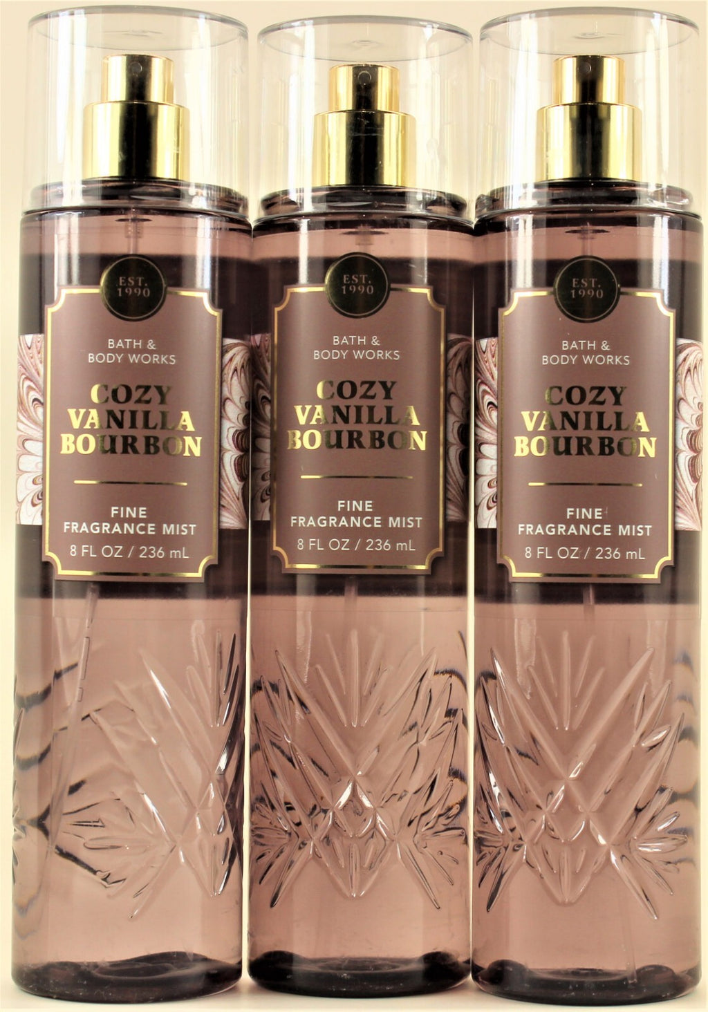 Bath & Body Works Cozy Vanilla Bourbon Body Mist 8oz - Set of 3