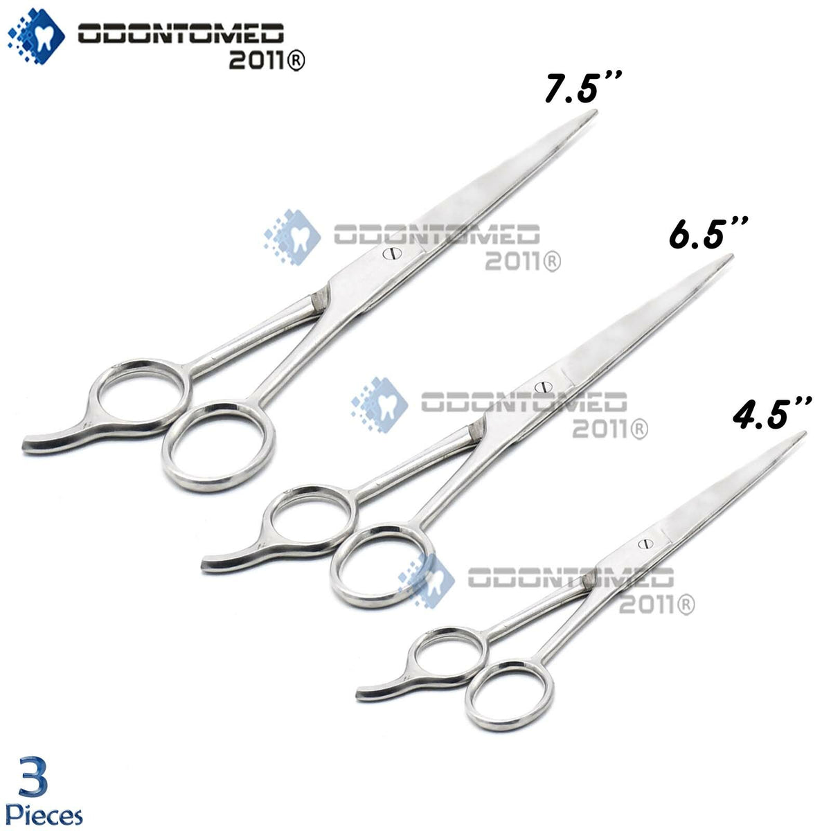Professional Barber Scissors Kit 3 Pieces Stainless Steel Hair Cutting Shears