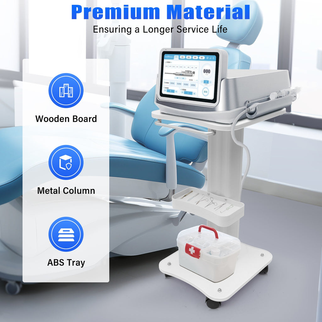 Salon Trolley Cart for Beauty Machines, Mobile Rolling Stand, White