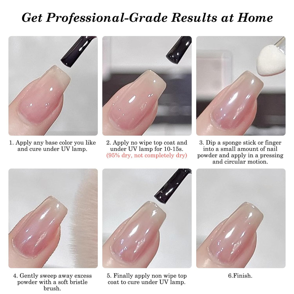 White Pearl Chrome Nail Powder for Gel Nails - Clear Glazed Donut Finish