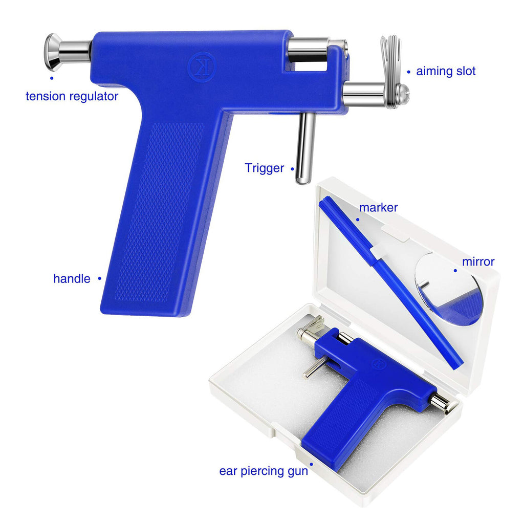 Piercing Gun Kit - Surgical Steel Studs & Accessories for Ears, Nose & Navel