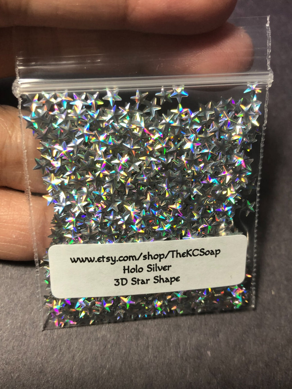 50g Silver Holo 3D Star Glitter for Nail Art and Craft Projects