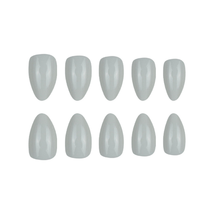 60PCS Almond Press-On Nails - Solid Cream White Glossy Round Fake Nails
