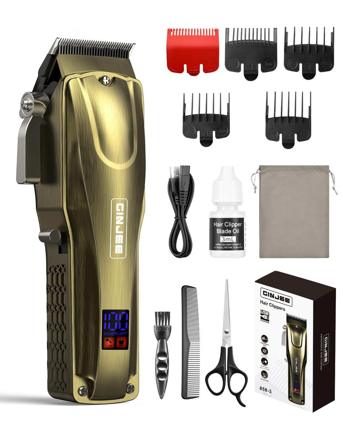 Cordless Hair Clippers for Men, Professional Grooming Trimmer with 5H Runtime