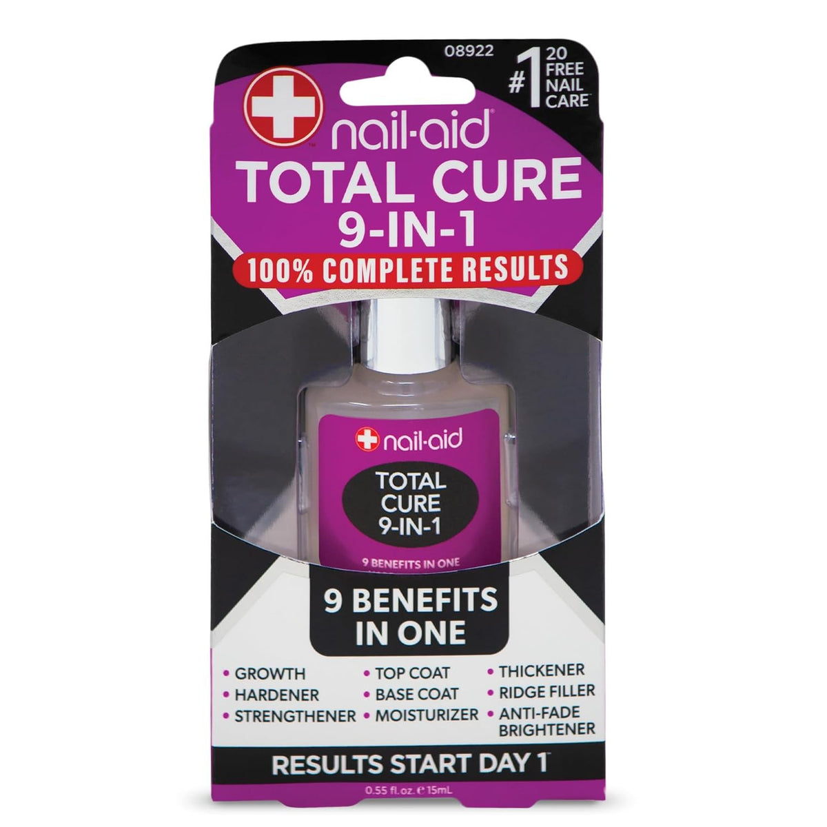 9 in 1 Nail Strengthener & Brightener - Treats Brittle Nails, Clear, 0.55 Fl Oz