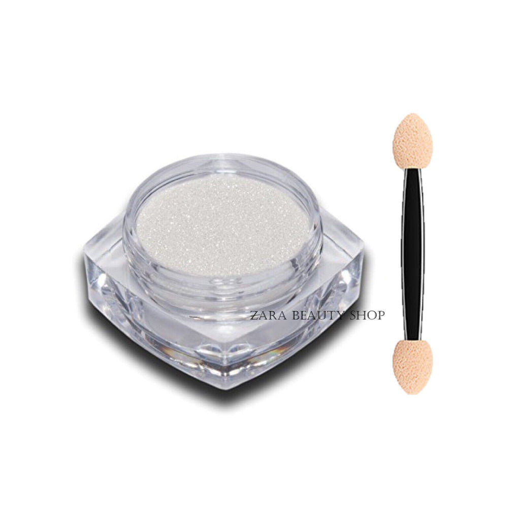 White Chrome Powder Pigment for Nail Art, Pearl Shiny Dust, 1.5g