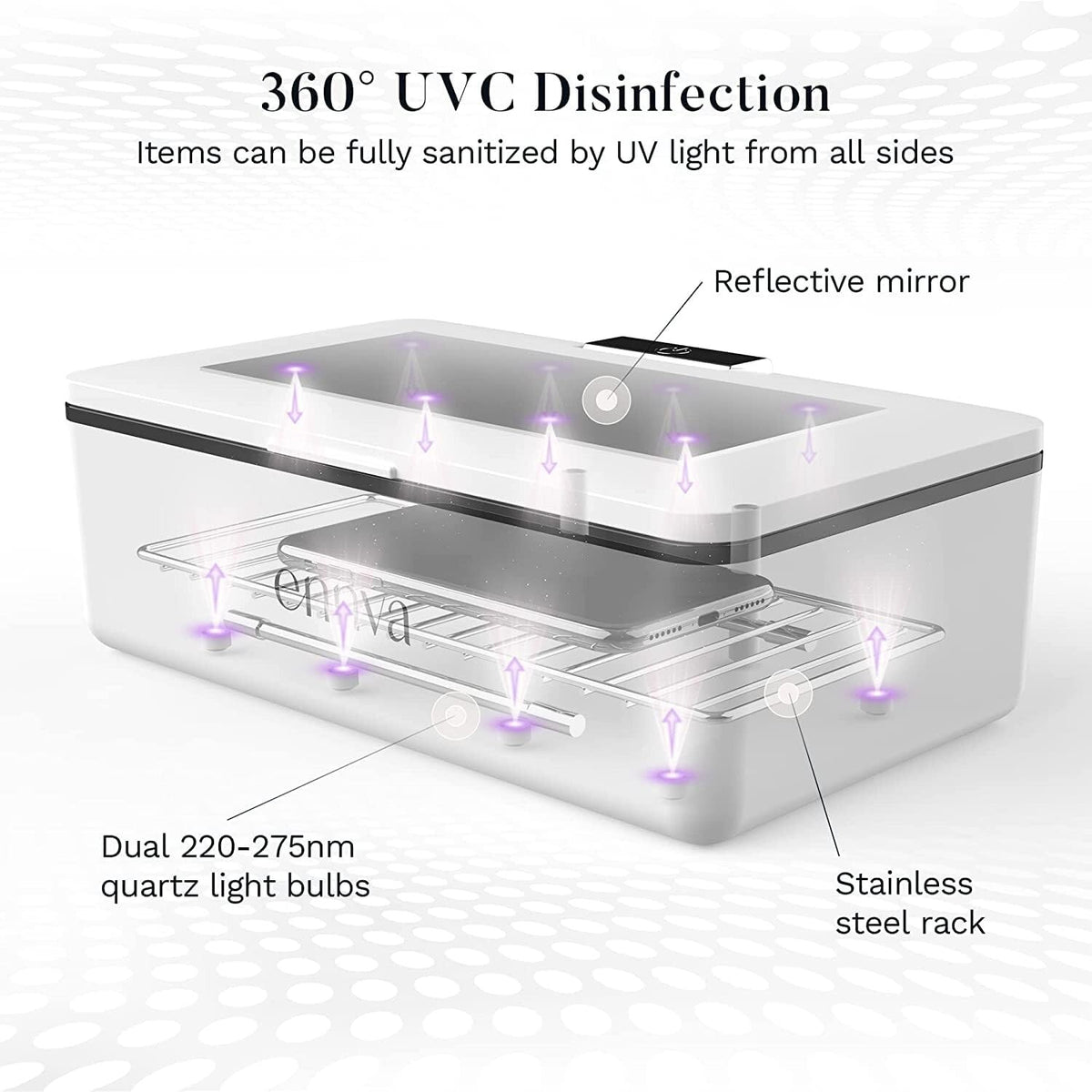Large UV Light Sanitizer Box Portable UV-C Disinfection Sterilizer for Phone Keys Glasses