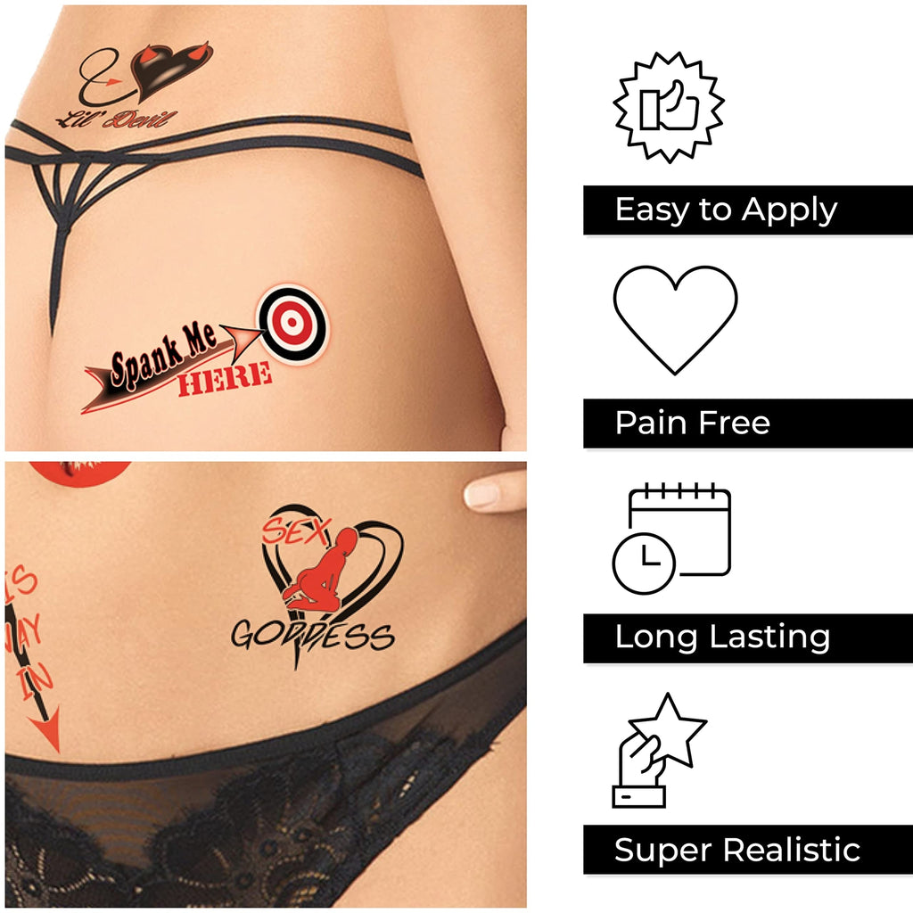 Sexy Naughty Temporary Tattoos for Women – 40+ Cheeky Body Stickers for Legs, Arms, Back