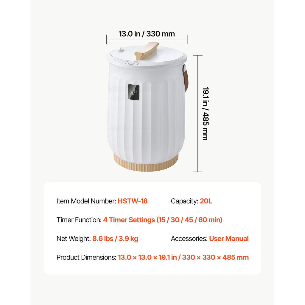 20L Bathroom Towel Warmer with LED Timer and Adjustable Heating