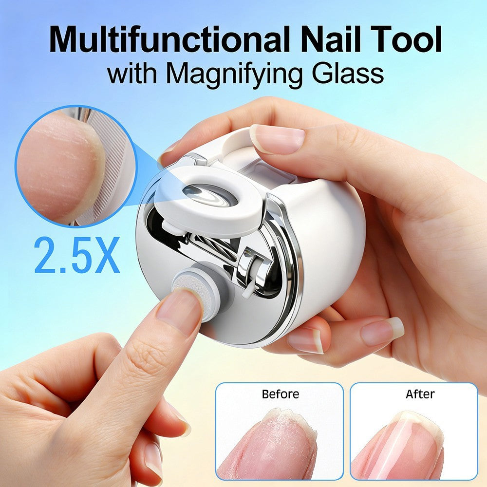 Electric Nail Clipper Set for Seniors and Kids with Magnifier & LED Light