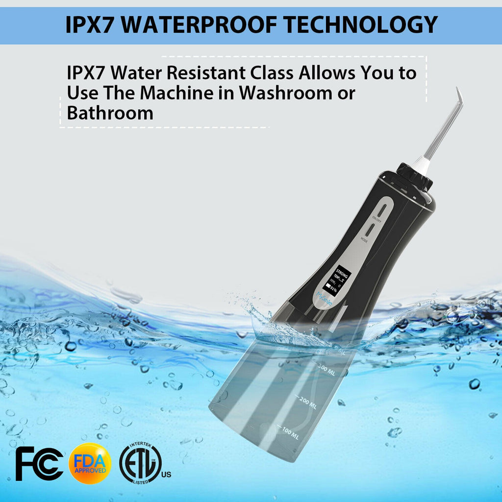 Cordless Dental Water Flosser with 8 Nozzles, Portable Oral Irrigator, 30 PSI