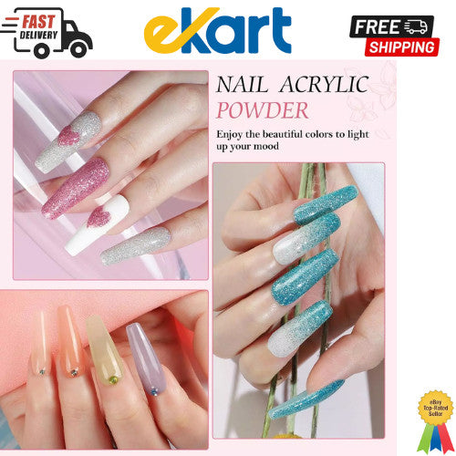 Acrylic Nail Kit with UV Lamp for Beginners - 12 Color Powders & Nail Tools