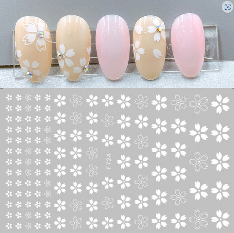 Nail Art Stickers Transfers Floral Cherry Blossom Decals Pack for Nails
