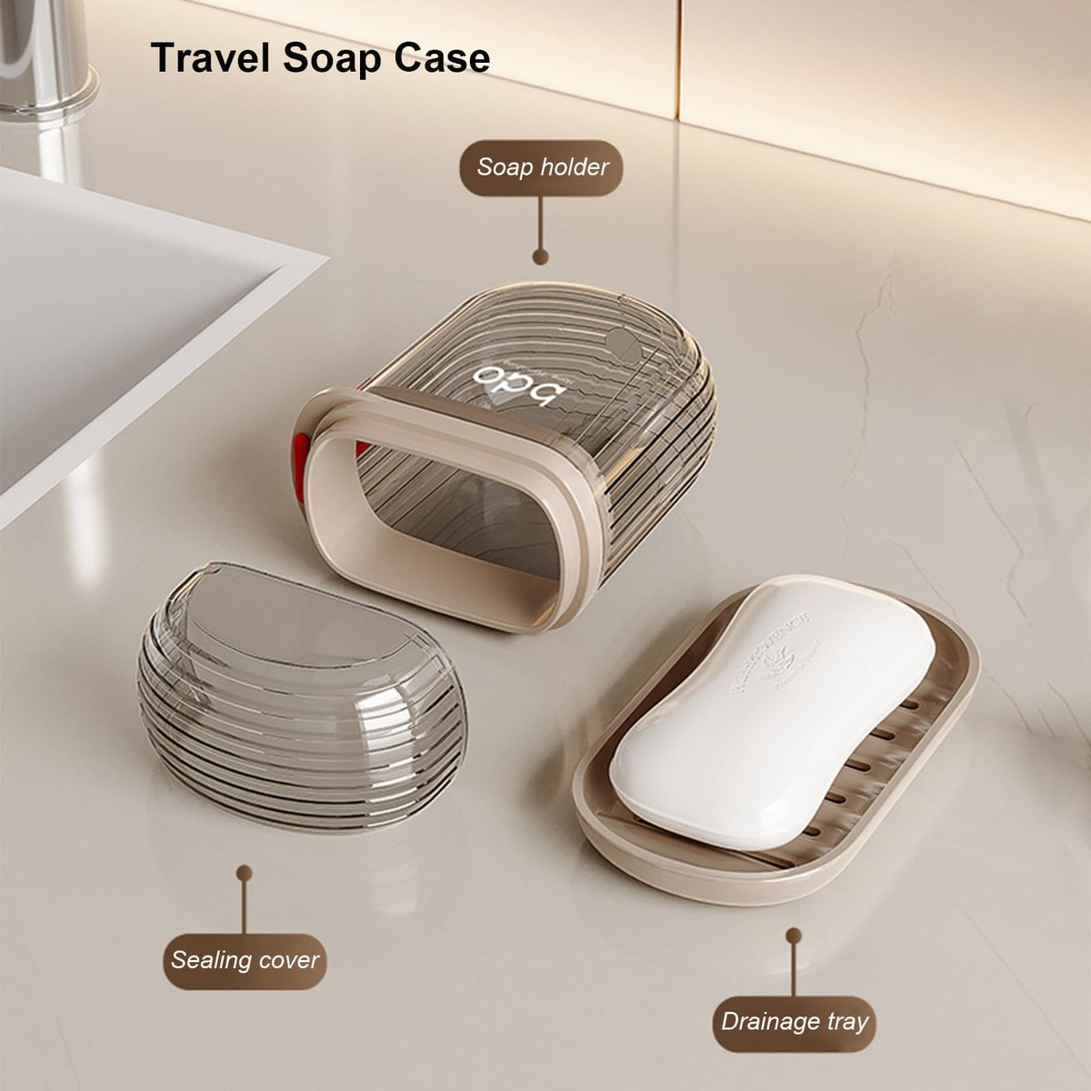 Travel Toothbrush & Soap Holder Set - Clear Plastic, Compact & Hygienic