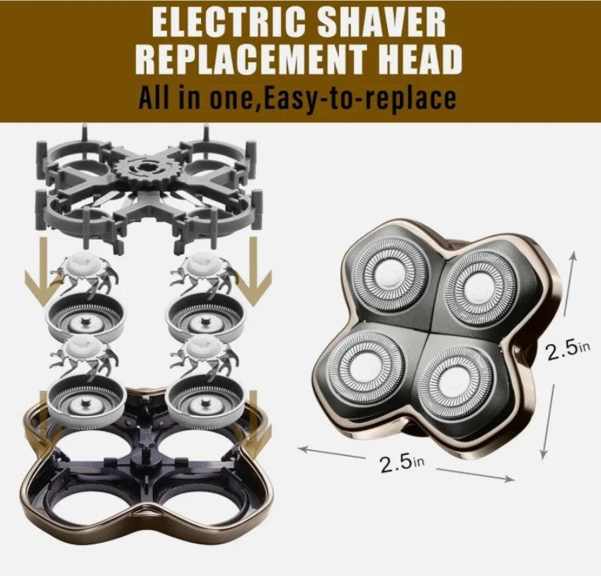 Electric Shaver Replacement Heads for Skull Shaver Pitbull PRO 4-Head Set