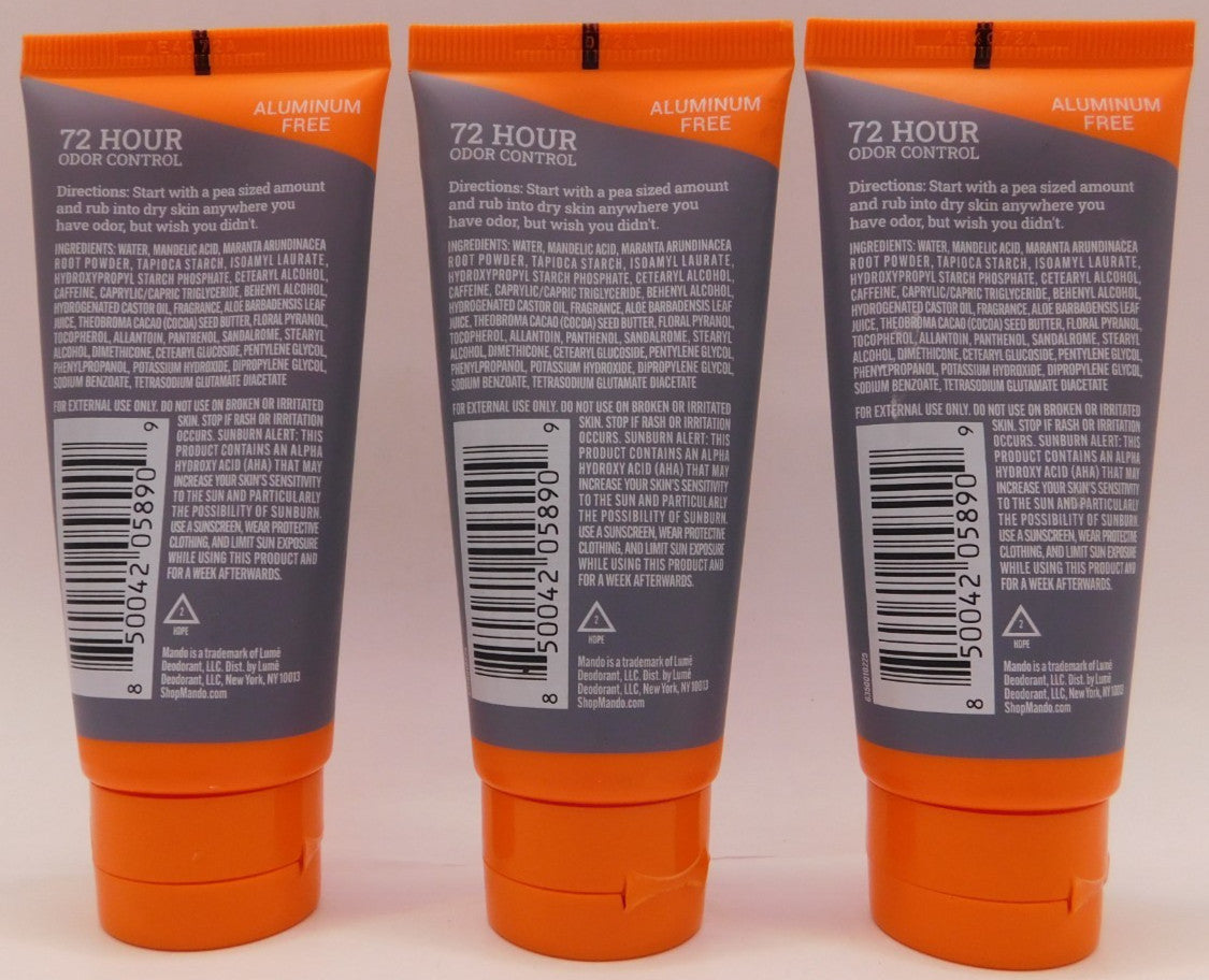 3-Pack Mando Whole Body Deodorant Invisible Cream Mt Fuji 2.2oz Each