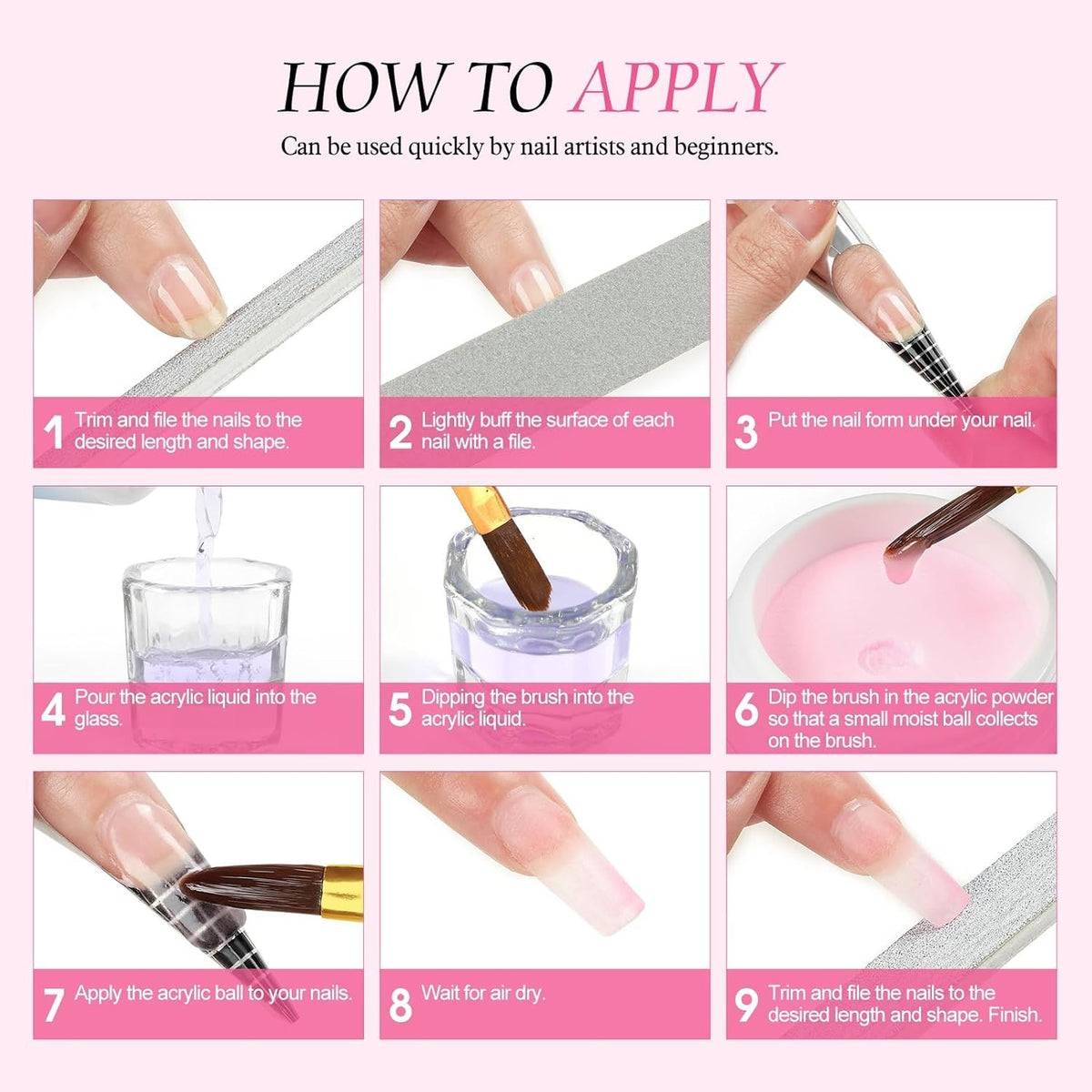 Professional Acrylic Nail Kit with Drill and UV Light for DIY Manicure