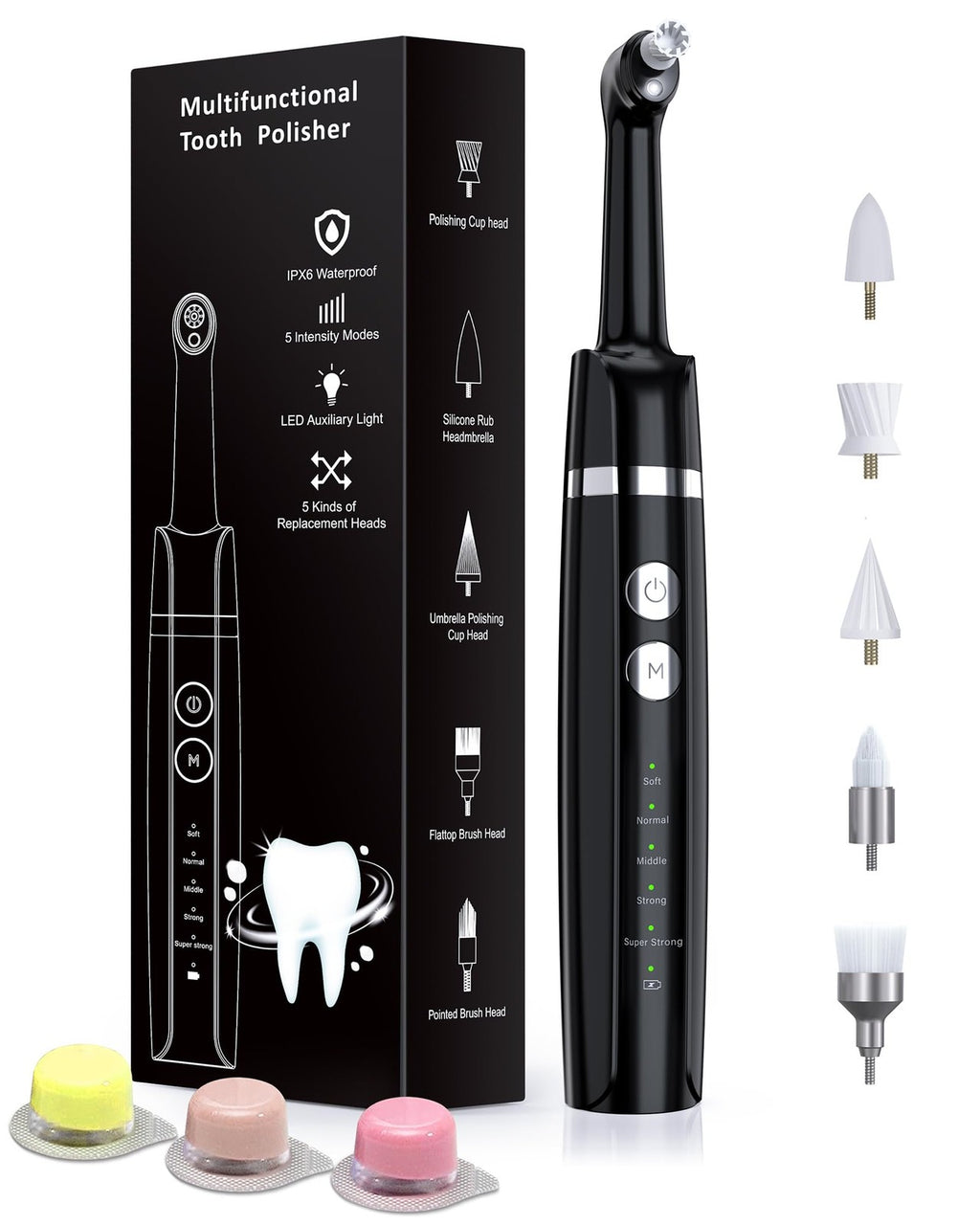 Rechargeable Kit with Polisher and LED Light, 5 Replaceable Heads