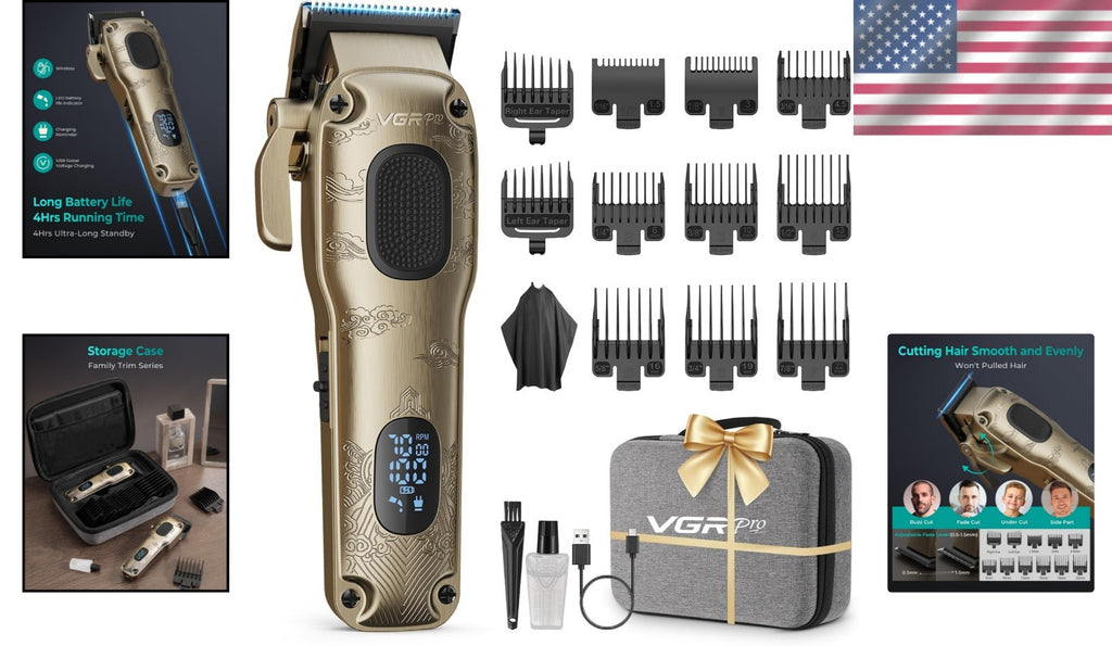 Men's Hair Clipper with Adjustable Fade & 240 Min Battery - Professional Grooming