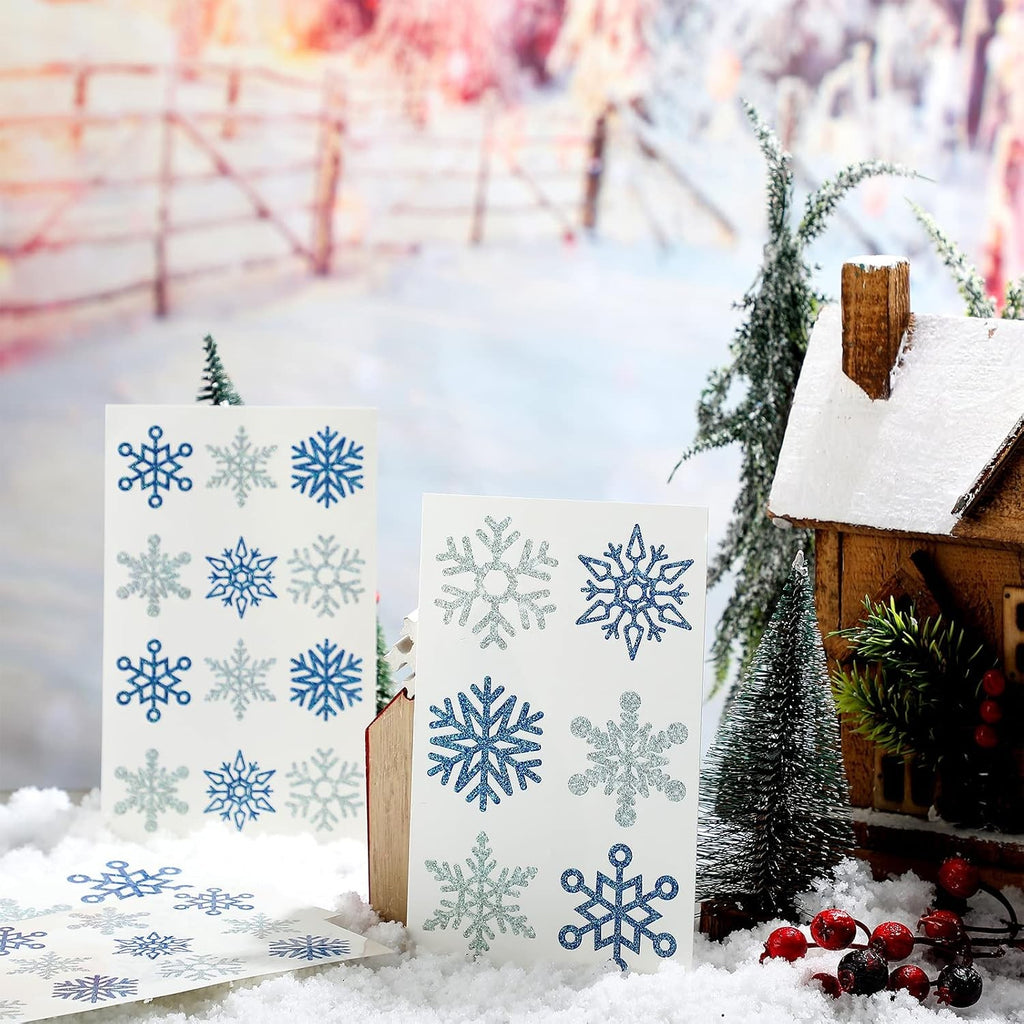 180 Pcs Winter Snowflake Temporary Tattoos Glitter Stickers