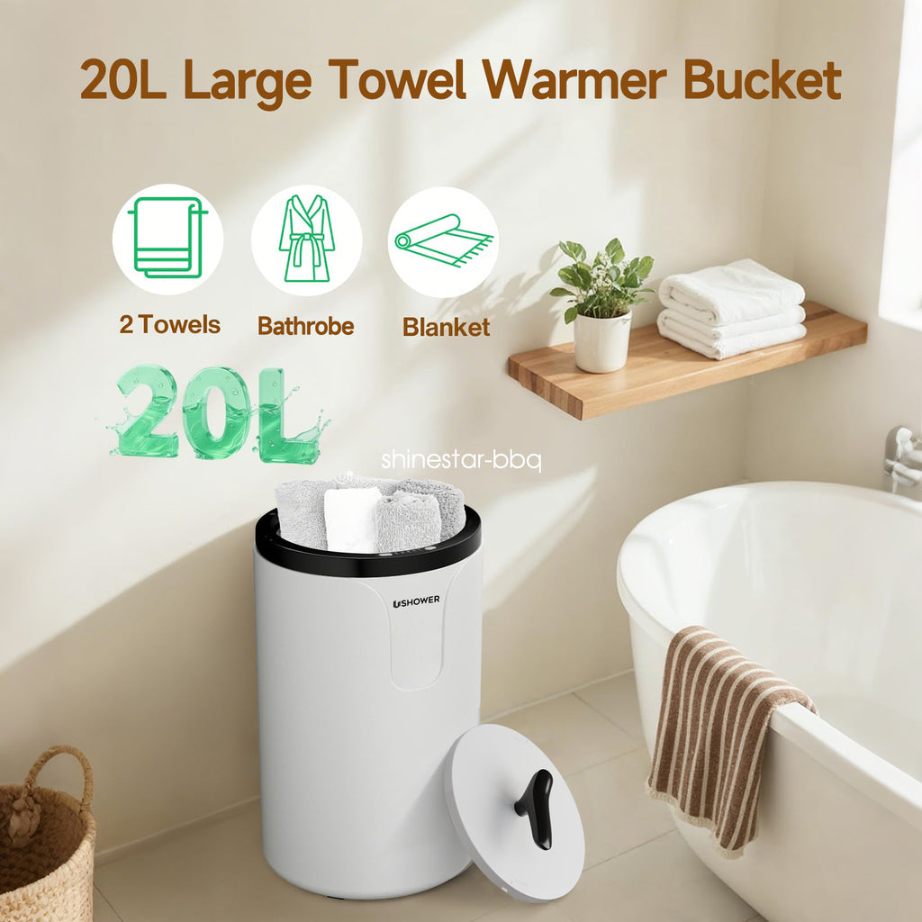 20L Towel Warmer Bucket - Auto Shut-Off Spa Bathroom Heater for 2 Towels