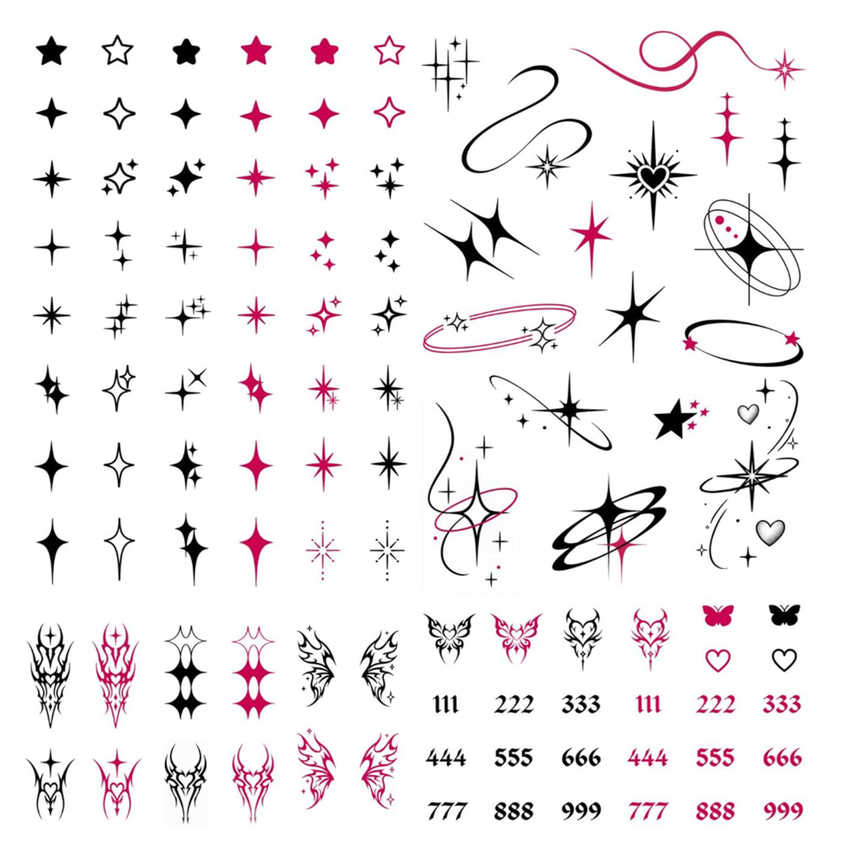 Tiny Y2K Temporary Tattoos – Realistic Waterproof Stick-On Face & Finger Designs