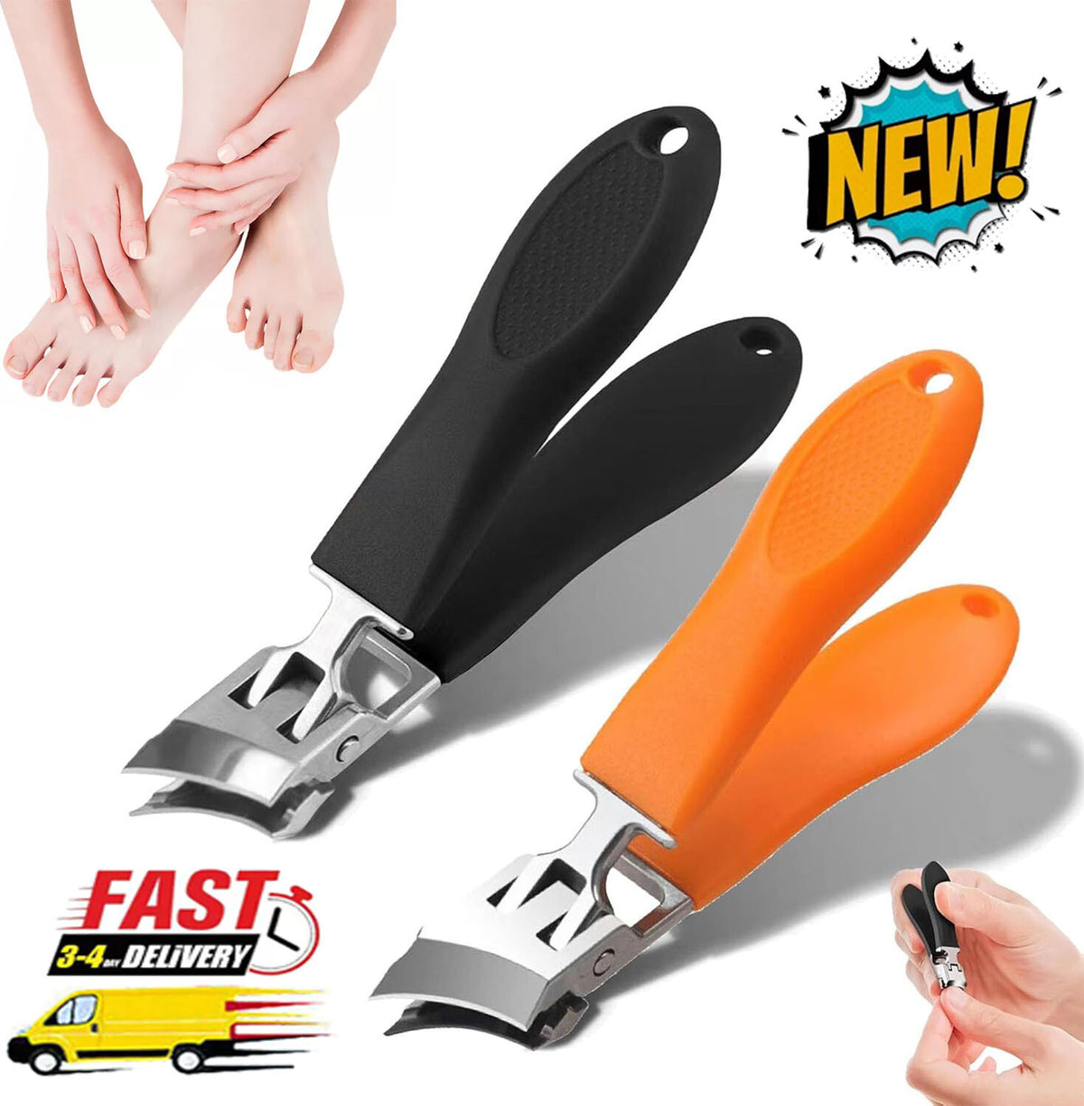 Wide Jaw Opening Anti-Splash Curved Nail Clipper - Safe & Precise Trimming