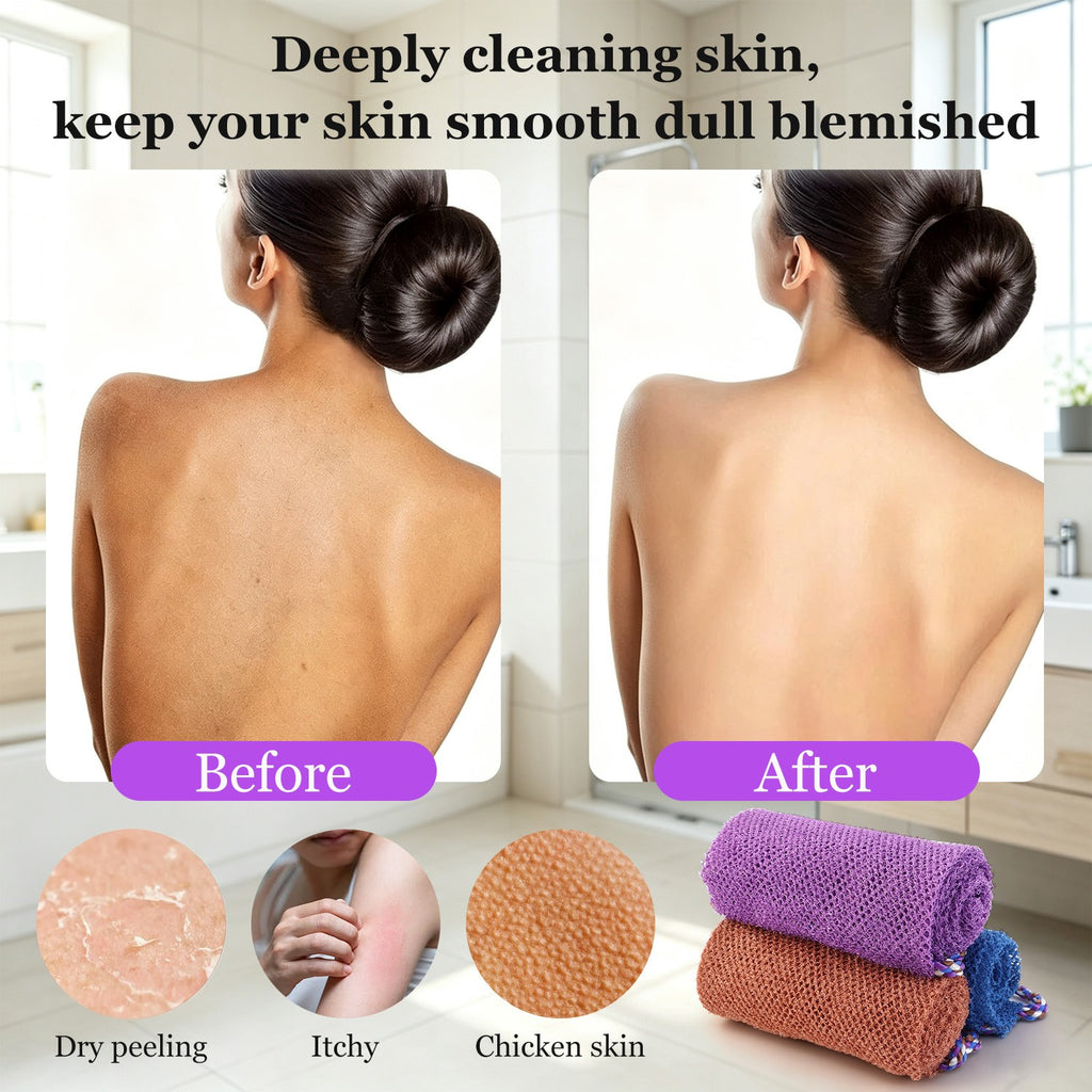 African Exfoliating Shower Net - 3 Pack Back Scrubber Towels for Deep Skin Cleansing